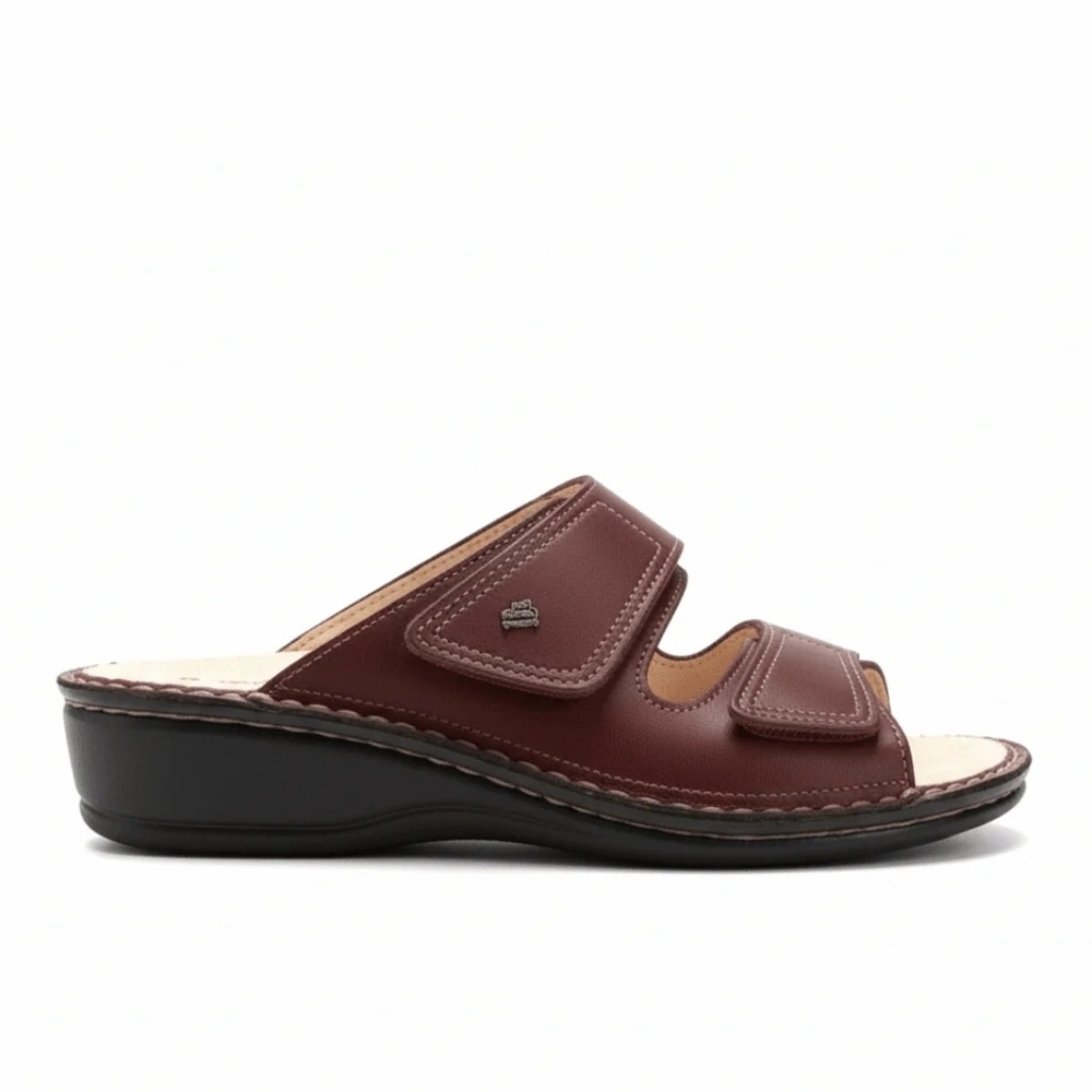 Finn Comfort Burgundy Slide Sandals